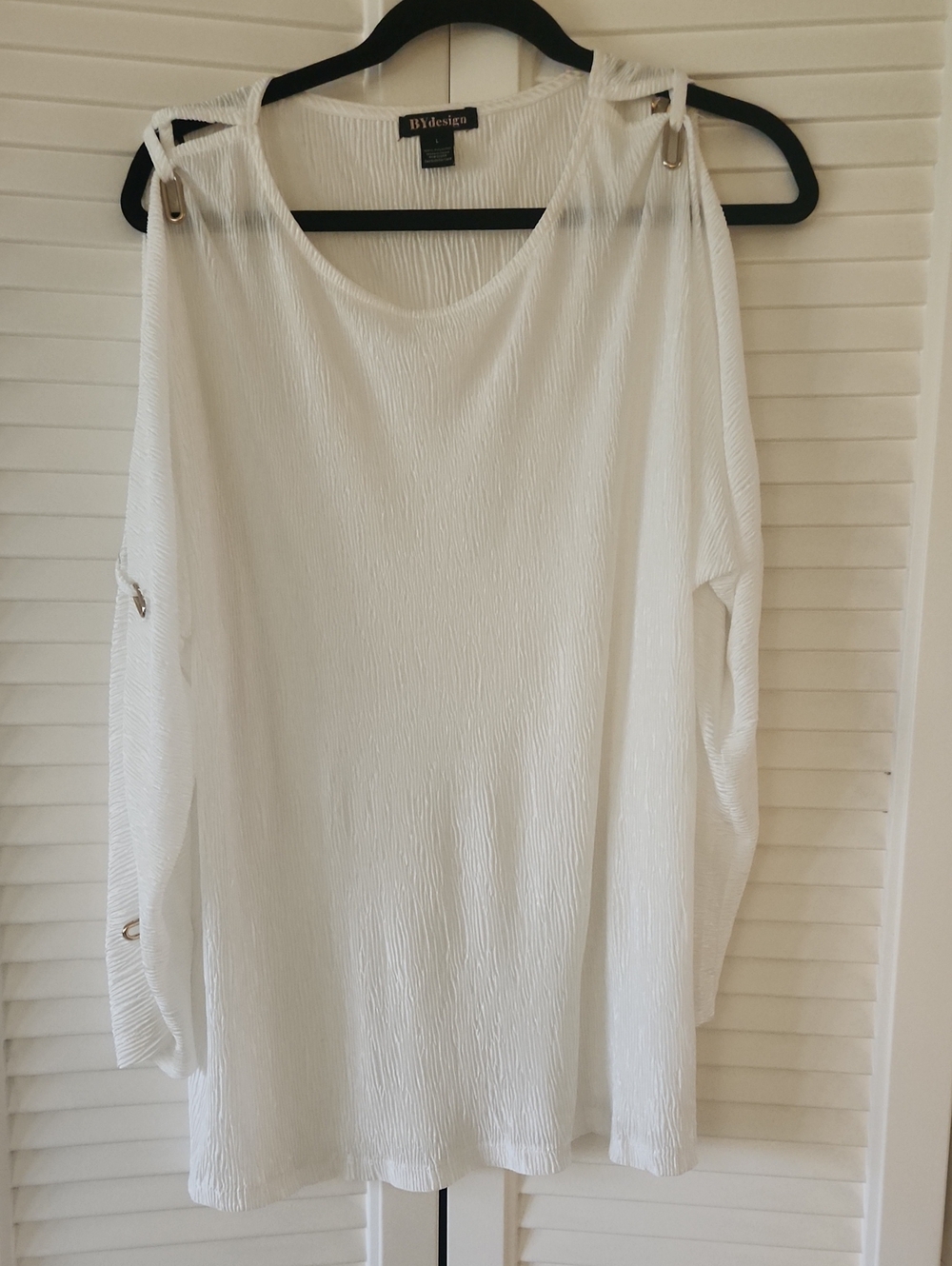BYdesign Women's White Cold-Shoulder Tunic with Ring Accents